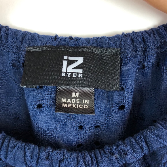 iZ Byer Loose Off the Shoulder Navy Blue Tank Top - Picture 8 of 8
